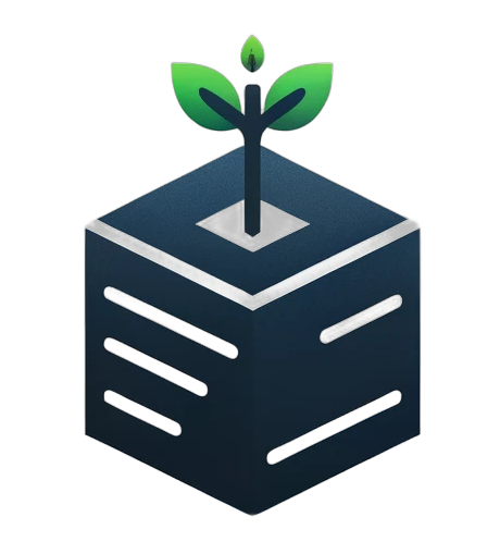 cubatorin logo: cube with a plant